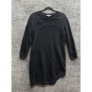 CARVEN Women's Long Sleeves Black Speel Out Logo Dress Size M